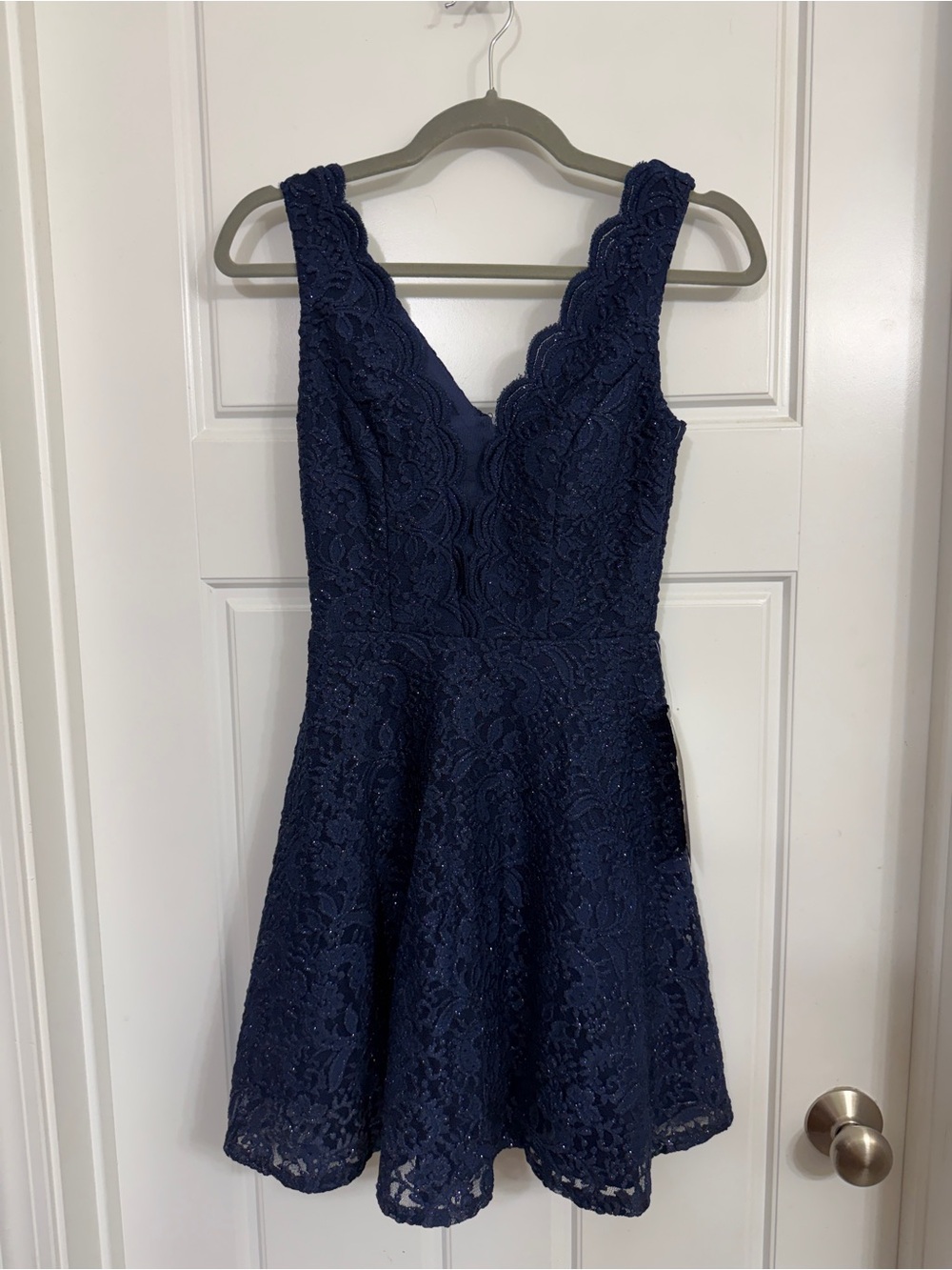 City Studio Navy Glitter Lace Fit & Flare Dress NWT Sz 1